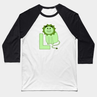 L is for Lion - Green L Initial Baseball T-Shirt